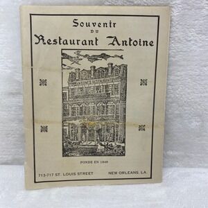 Antique Antoine's Restaurant New Orleans Cookbook Pamphlet 1930s